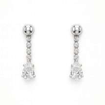 9ct White Gold Pear Cubic Zirconia Drop Earrings