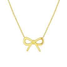 9ct Yellow Gold Bow Necklace Adjustable Length