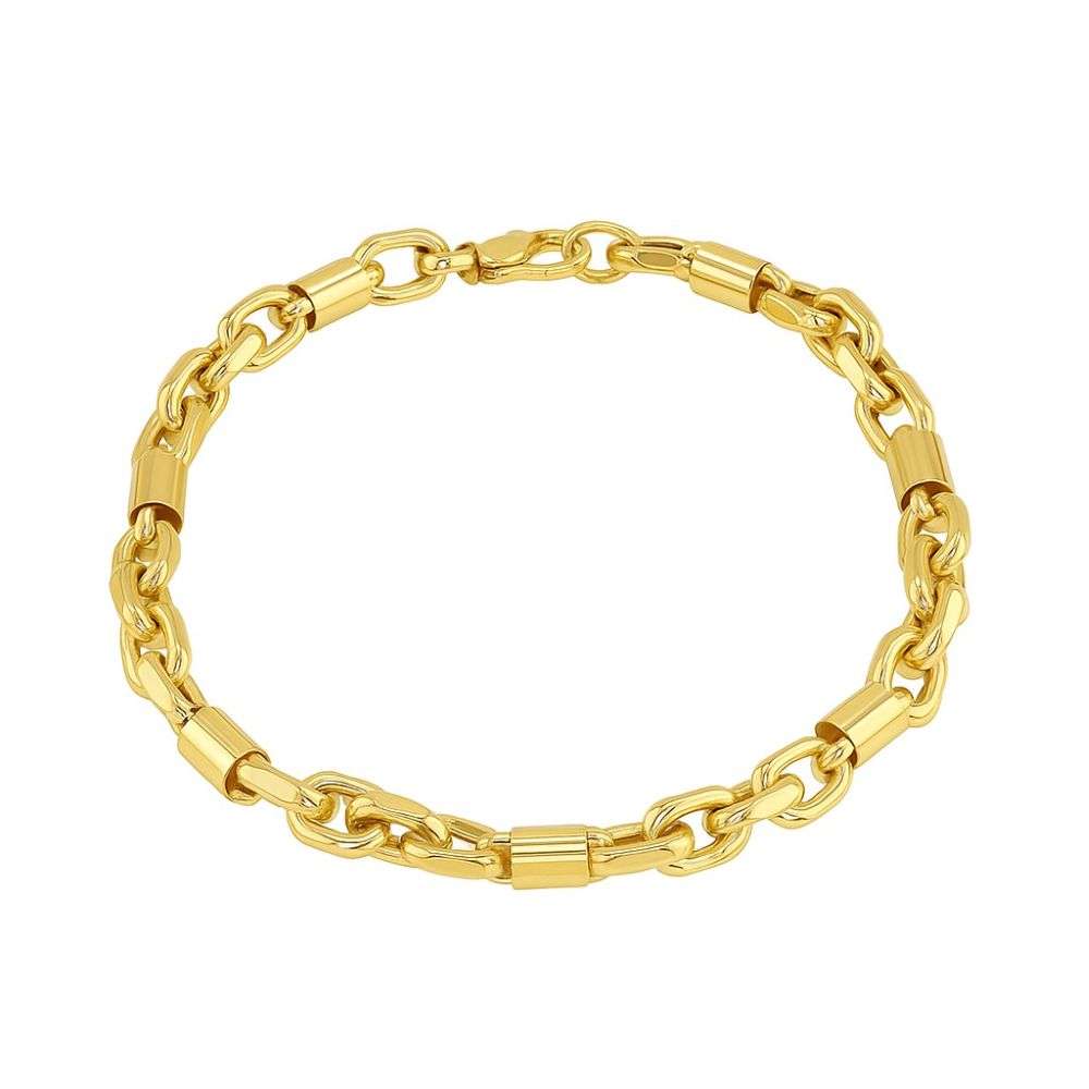 1.24.8073 9ct yellow gold belcher and bar link heavy bracelet front image