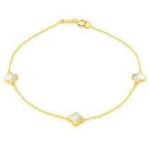 9ct Yellow Gold Mother Pearl Petal Links Bracelet