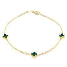 9ct Yellow Gold Malachite Charm Bracelet