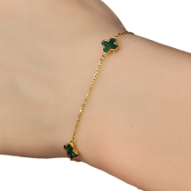 9ct Yellow Gold Malachite Charm Bracelet