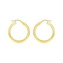 9ct Yellow Gold 20mm Diamond Cut Hoop Earrings