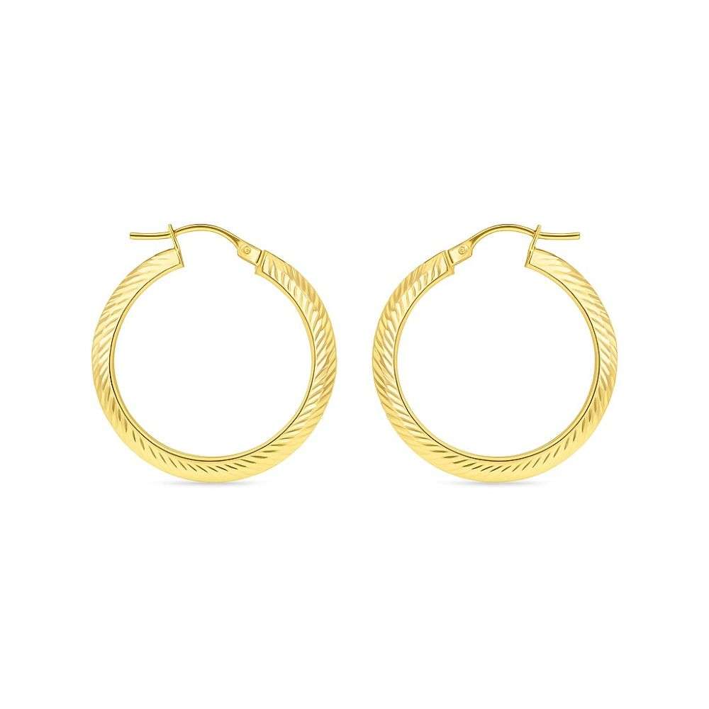 1.51.3192 9ct yellow gold 20mm diamond cut hoop earrings front image