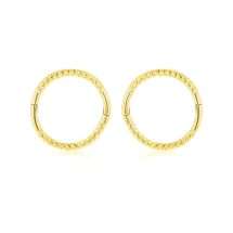 9ct Yellow Gold 12mm Twist Endless Hoop Earrings