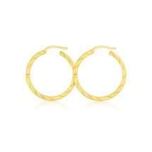 9ct Yellow Gold 14mm Twist Endless Hoop Earrings