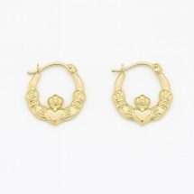 9ct Yellow Gold Mini Claddagh Creole Earrings