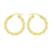 9ct Yellow Gold 20mm Twist Hoop Style Earrings