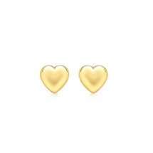 9ct Yellow Gold 4mm Domed Heart Stud Earrings