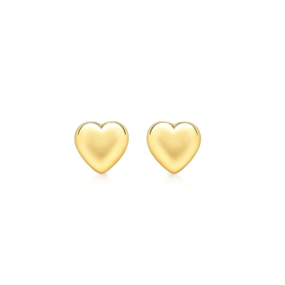 1.55.8659 9ct yellow 4mm domed heart stud earrings front image 1.55.8659 9ct yellow 4mm domed heart stud earrings front image