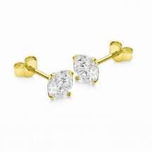 9ct Yellow Gold 4 Claw CZ Set 6mm Round Stud Earring
