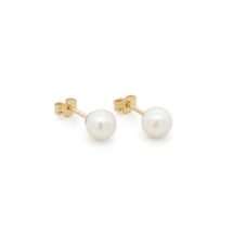 9ct Yellow Gold 6mm Round Cultured Pearl Stud Earring