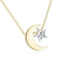 9ct Yellow Gold Moon And Star Pendant And Chain