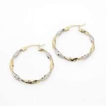 9ct Yellow And White Gold Twist Hoop Earrings