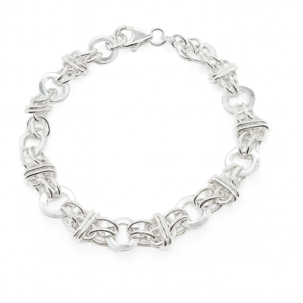 20-70-080-sterling-silver-round-double-link-handmade-bracelet-front-main-image 20-70-080-sterling-silver-round-double-link-handmade-bracelet-front-main-image