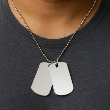 Sterling Silver Gents Double Dog Tag Ball Link Chain