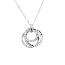 Sterling Silver Pave CZ Circles Pendant And Chain