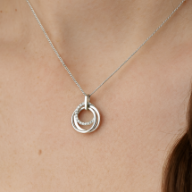 Sterling Silver Pave CZ Circles Pendant And Chain