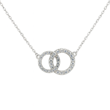 Sterling Silver CZ Double Circles Pendant And Chain