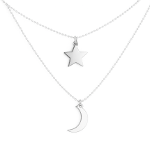 Sterling Silver Layered Star And Moon Necklace