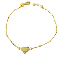 Sterling Silver Gold Ball Curb Heart Disk Bracelet