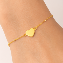 Sterling Silver Gold Ball Curb Heart Disk Bracelet