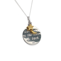 Sterling Silver Gold Moon Star Disk Pendant