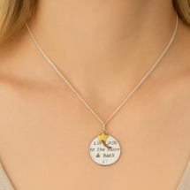 Sterling Silver Gold Moon Star Disk Pendant