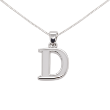 Sterling Silver Plain "D" Initial Pendant And Chain