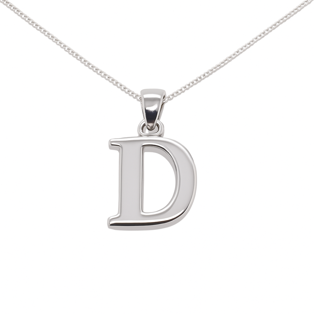 8.63.4733-sterling-silver-plain-initial-D-pendant-and-chain-front-main-image 8.63.4733-sterling-silver-plain-initial-D-pendant-and-chain-front-main-image