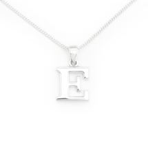 Sterling Silver Plain "E" Initial Pendant And Chain