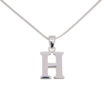 Sterling Silver Plain "H" Initial Pendant And Chain