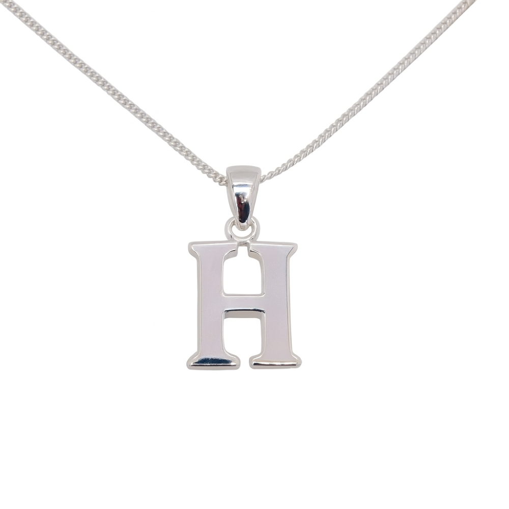 8.63.4774-sterling-silver-plain-initial-H-pendant-and-chain-front-top-image 8.63.4774-sterling-silver-plain-initial-H-pendant-and-chain-front-top-image