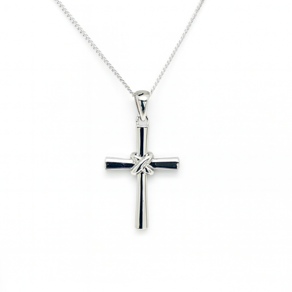 8.64.3148-sterling-silver-kiss-link-polished-centre-cross-and-chain-wear-image