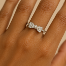 Sterling Silver CZ Set Pave Bow Ring