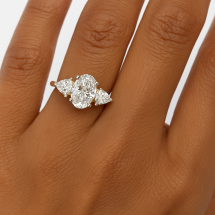 18ct Gold Oval And Pear 1.70ct Lab Diamond 3 Stone Ring