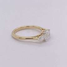 18ct Gold Round And Pear 1.70ct Lab Diamond 3 Stone Ring