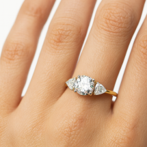18ct Gold Round And Trilliant 2.50ct Lab Diamond 3 Stone Ring