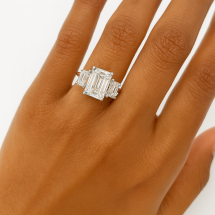 18ct Gold Radiant 3.56ct Lab Diamond 3 Stone Ring