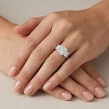 Platinum Radiant 3.50ct Lab Diamond 3 Stone Ring