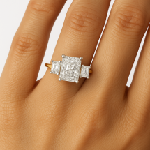 18ct Gold Emerald Cut 2.50ct Lab Diamond 3 Stone Ring