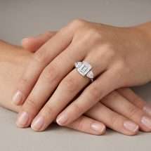 Platinum 3.20ct Lab Emerald Cut Trilliant Diamond Ring