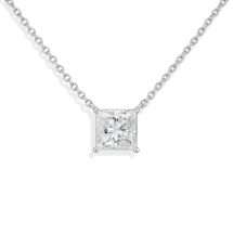 9ct White 1.00ct Princess Diamond Solitaire Necklet