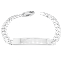 Sterling Silver Gents Curb Link Identity Bracelet