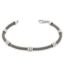 Sterling Silver Mens Oxidised Popcorn Bead Bracelet