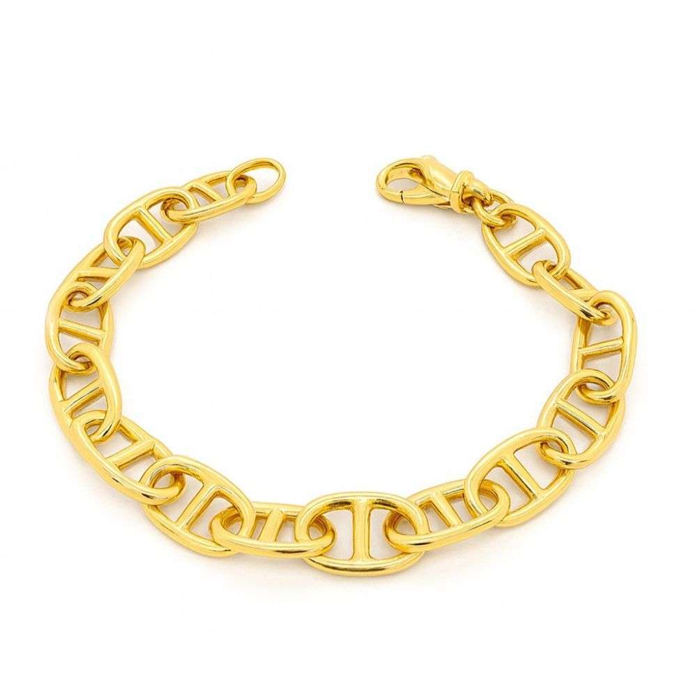 B2103036F Sterling silver gold plated anchor link bracelet front image