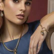 Absolute Gold Panther Link Blue Stone Bracelet B2387MB