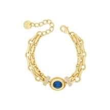 Absolute Gold Panther Link Blue Stone Bracelet B2387MB