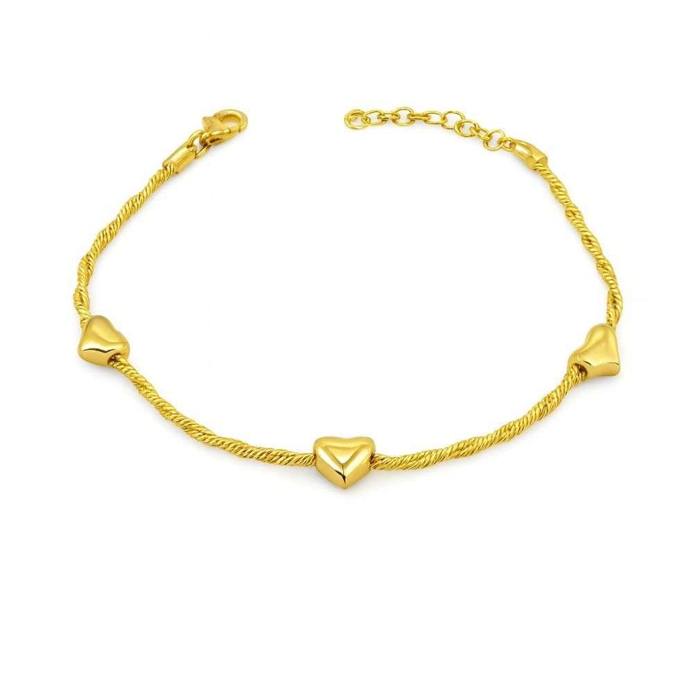 B2401315F Sterling silver gold plated rope and heart links bracelet front image