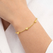Sterling Silver Gold Rope Puffed Heart Bracelet